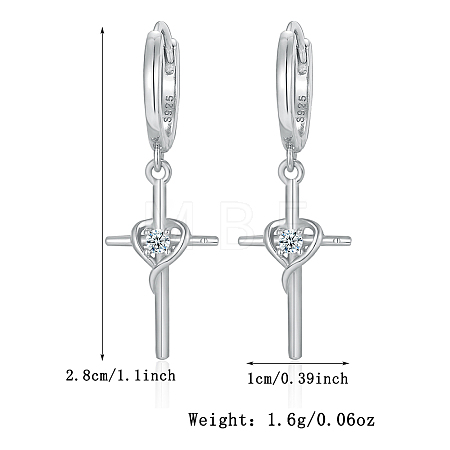 925 Sterling Silver Cross Hoop Earrings JF2136-4-1