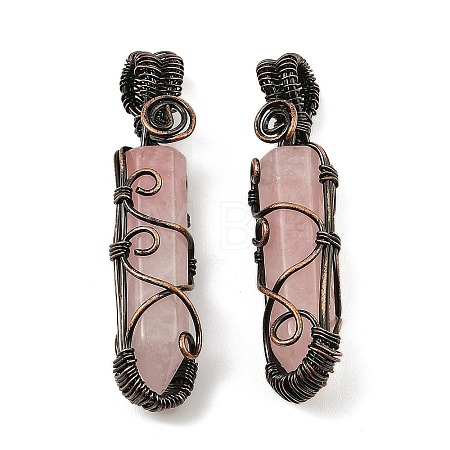 Natural Rose Quartz Pendants G-K338-28R-01-1