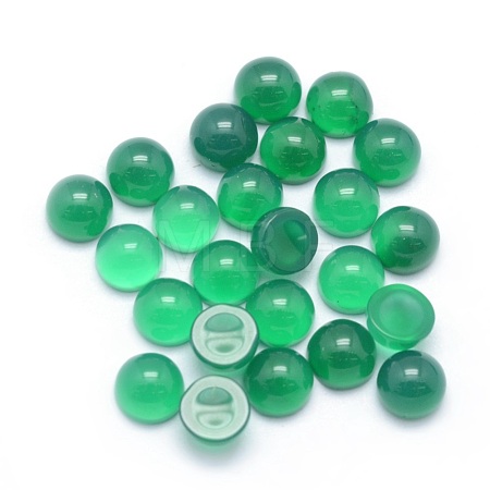 Natural Dyed & Heated Green Onyx Agate Cabochons G-P393-R05-4mm-1
