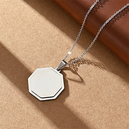 201 Stainless Steel Geometric Pendant Necklaces WGD60F5-03-1