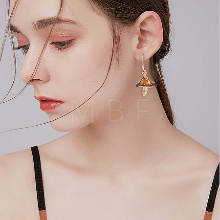 Enamel Mushroom Dangle Stud Earrings JE987E-1