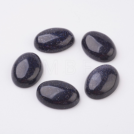 Synthetic Blue Goldstone Flat Back Cabochons G-G741-22x30mm-09-1