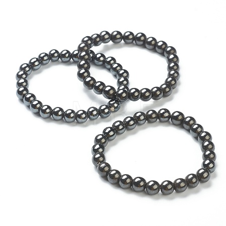 Synthetic Non-magnetic Hematite Beaded Stretch Bracelets BJEW-A117-C-22-1