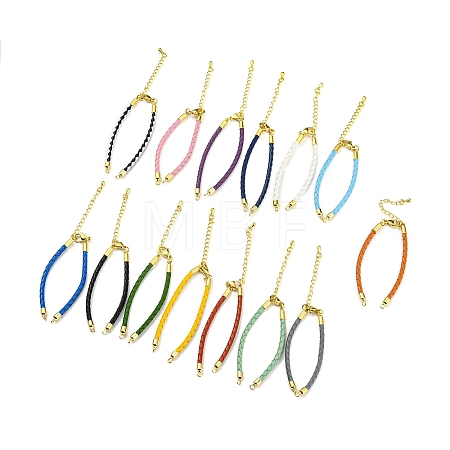 Leather Braided Cord Link Bracelets MAK-K022-01G-1