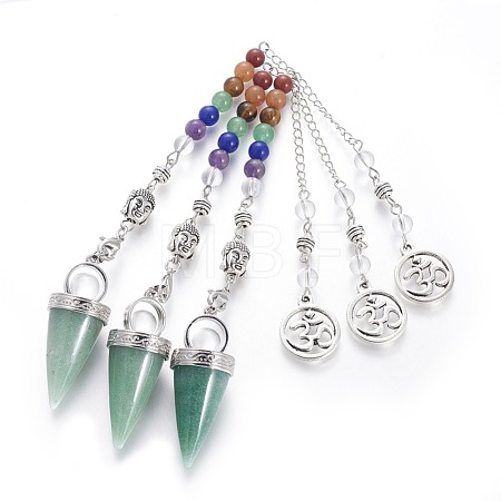 Chakra Jewelry Natural Green Aventurine Cone Dowsing Pendulums G-G771-E05-1
