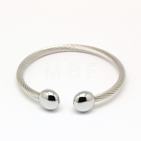 Tarnish Resistant 304 Stainless Steel Torque Bangles BJEW-N225-76P-1