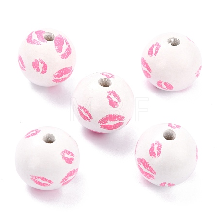 Spray Painted Natural Wood Beads WOOD-P015-F01-1