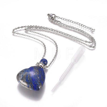 Natural Lapis Lazuli Openable Perfume Bottle Pendant Necklaces G-K295-A02-P-1