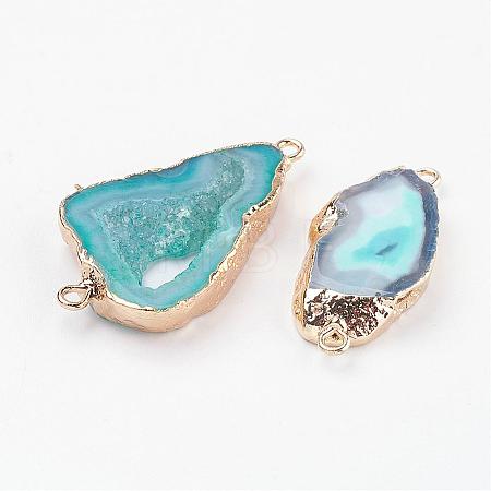 Electroplate Natural Druzy Geode Quartz Crystal Links connectors G-K189-04C-1