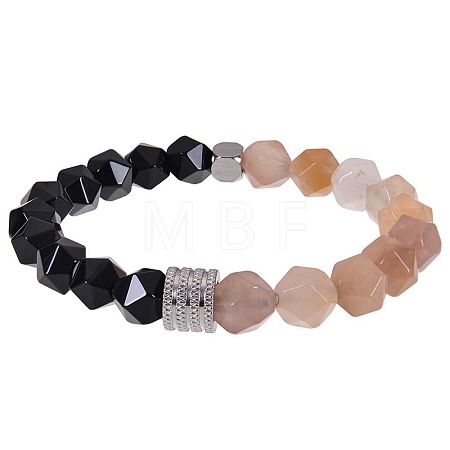 Natural Lilac Jade & Obsidian Beaded Stretch Bracelets for Men LN1122-12-1
