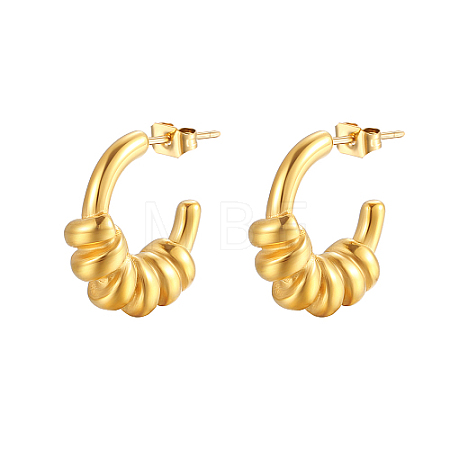 304 Stainless Steel C Shaped Spring Design Stud Earrings FA3062-1-1