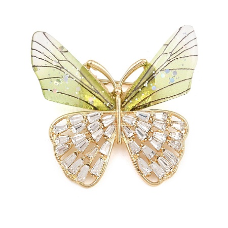 Butterfly Alloy Pave Clear Cubic Zirconia Brooches CU-CBAF5B4-01G-1