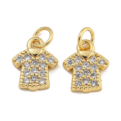 Rack Plating Brass Micro Pave Clear Cubic Zirconia Charms KK-U030-20G-1