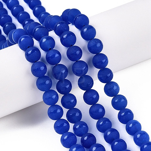 Frosted Natural White Jade Beads Strands G-T138-8mm-209H-1