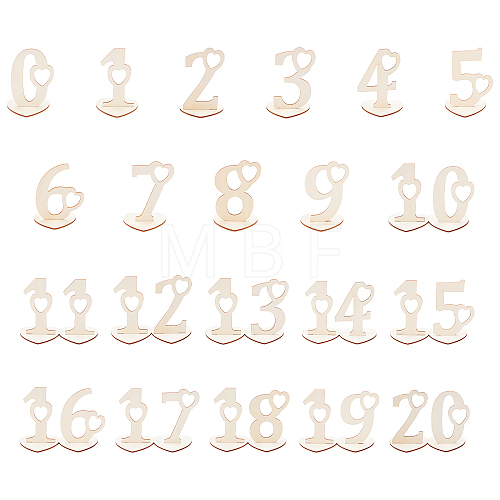 Poplar Wood Table Numbers WOOD-WH0112-97-1