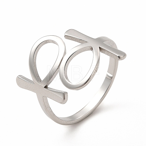 304 Stainless Steel Feminie Sign Open Cuff Ring for Women RJEW-B027-01P-1