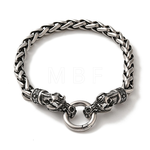 316 Surgical Stainless Steel Wheat Chain Viking Dragon Skull Bracelets BJEW-Q349-05AS-02-1