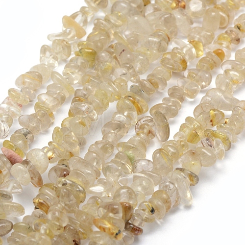 Natural Gold Rutilated Quartz Beads Strands G-P332-31-1