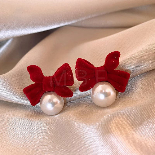 Alloy Plastic Imitation Pearl Stud Earrings for Women WGC0511-70-1