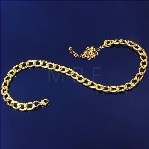 Stainless Steel Curb Chain Anklets for Unisex WGF8A78-01-1