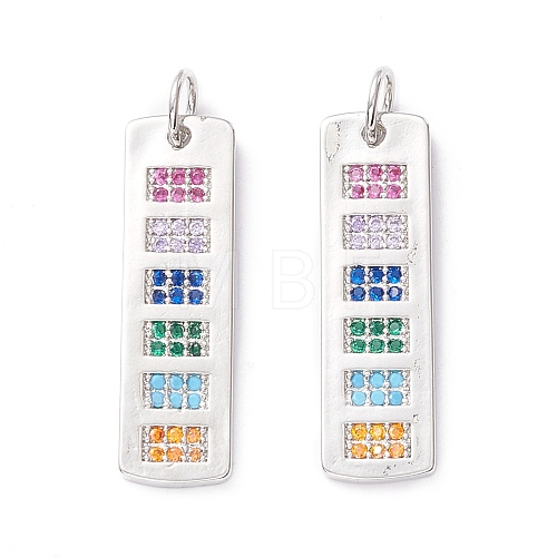 Brass Micro Pave Colorful Cubic Zirconia Pendants X-KK-B048-01P-1