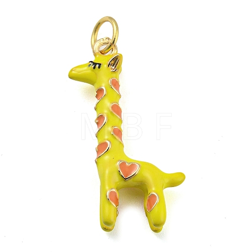 Giraffe Rack Plating Brass Enamel Pendants KK-Q804-15G-1