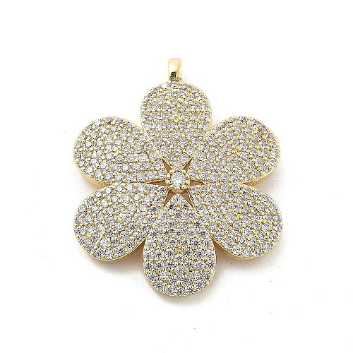 Brass Micro Pave Clear Cubic Zirconia Pendants KK-L228-47G-1