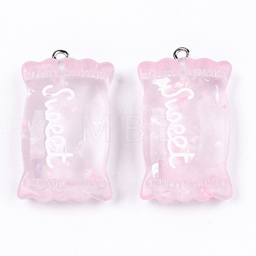 Transparent Resin Pendants RESI-S356-54B-05-1