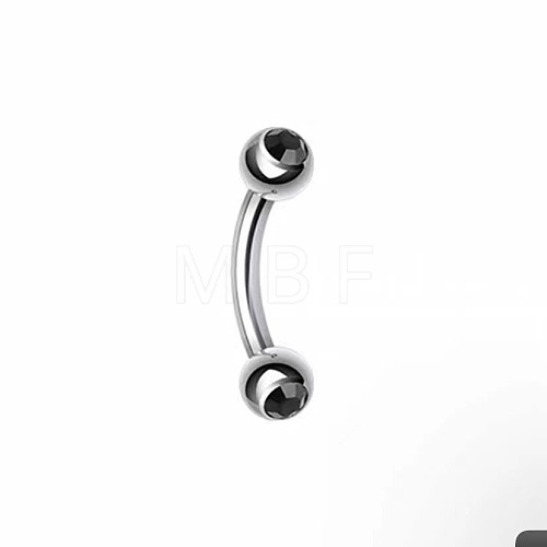 Round 304 Stainless Steel Rhinestone Eyebrow Curved Barbell Rings WGCF9EA-02-1