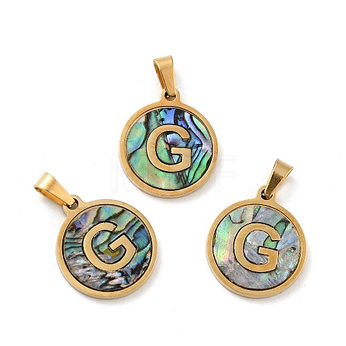 Vacuum Plating 304 Stainless Steel with Paua Shell Pendants STAS-G268-02G-G-1
