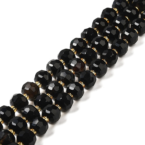 Natural Black Onyx(Dyed & Heated) Beads Strands G-P508-A03-01-1