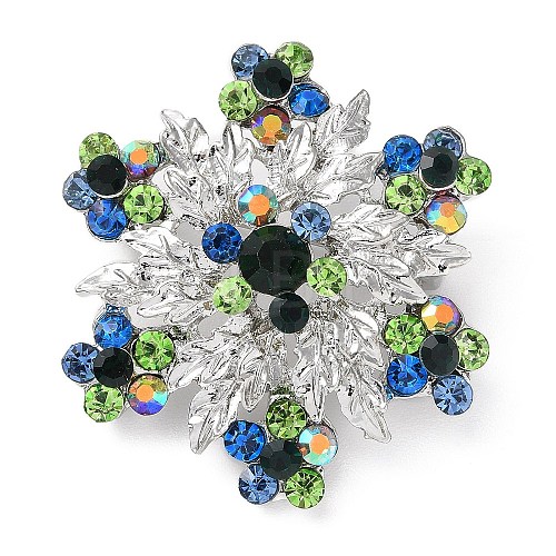 Snowflake Silver Color Plated Alloy Brooch JEWB-B007-02-1