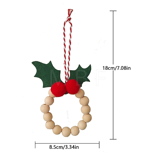 Wood Beads Christmas Wreath Pendant Decorations PW-WGB4F91-01-1