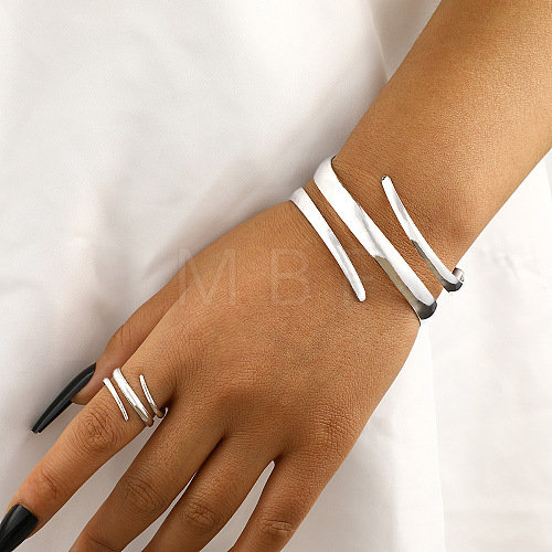 Alloy Spiral Cuff Bangles & Rings Sets FS-WG33B53-01-1