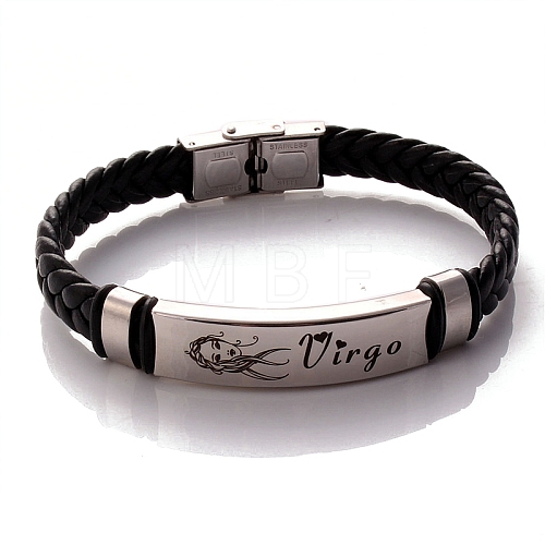 Braided Leather Cord Bracelets PW-WG99416-06-1