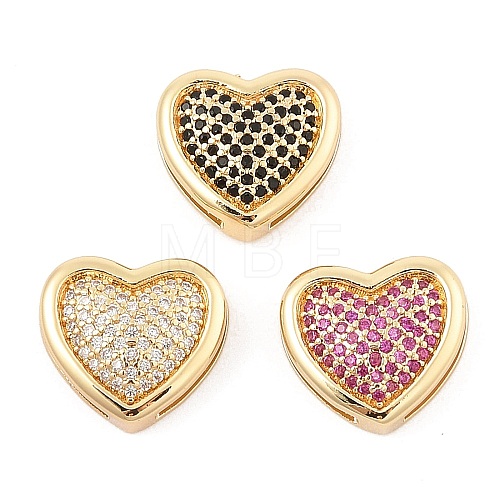 Brass Micro Pave Cubic Zirconia Slide Charms ZIRC-I068-02G-1