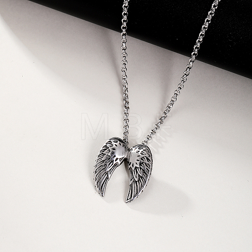 Stainless Steel Halloween Retro Angel Wing Hip Hop Necklace VY3976-1