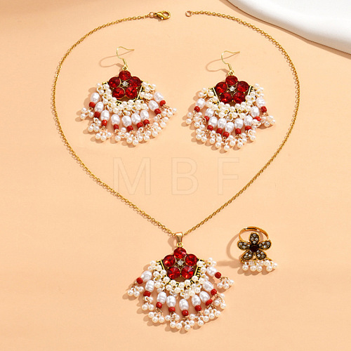 Alloy Rhinestone Pendant Necklaces & Earrings Sets for Women WGE8301-13-1