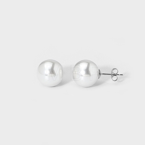 Elegant Titanium Steel Imitation Pearl Stud Earrings NB5919-12-1