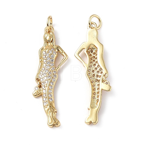 Brass Micro Pave Cubic Zirconia Pendants KK-E068-VF282-1