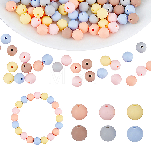 120Pcs 6 Colors Food Grade Eco-Friendly Silicone Beads SIL-HY0001-15-1