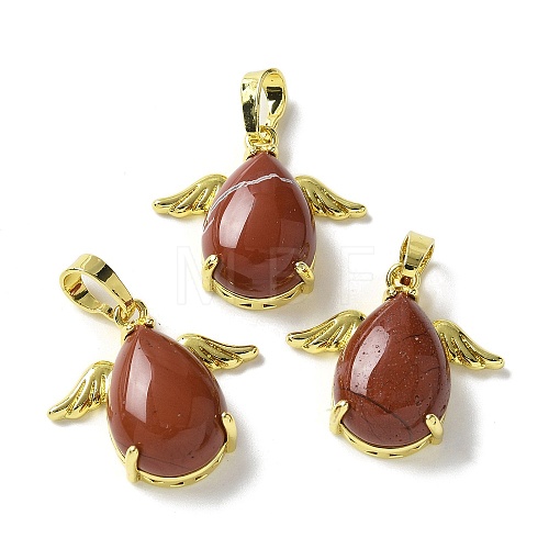 Natural Red Jasper Pendants KK-F888-01G-20-1