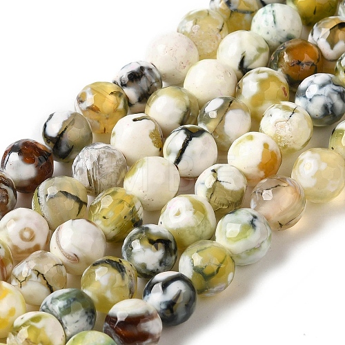 Dyed & Heated Natural Fire Crackle Agate Beads Strands G-P539-B01-23-1