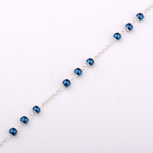 Handmade Round Glass Pearl Beads Chains for Necklaces Bracelets Making AJEW-JB00056-08-1