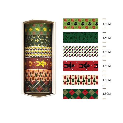 6 Rolls Christmas Paper Decorative Paper Tapes Set STIC-H002-09B-1