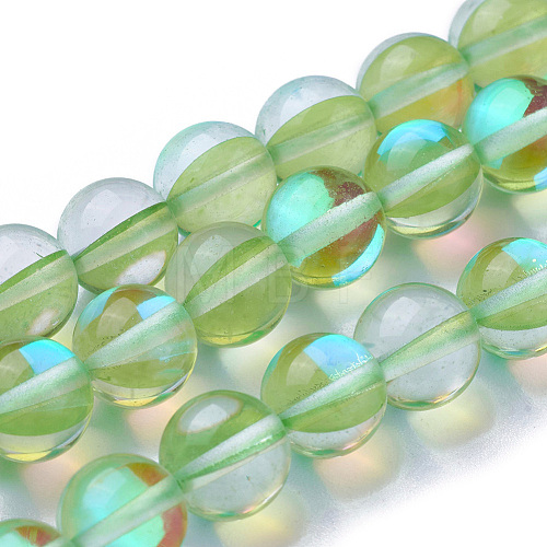Synthetic Moonstone Beads Strands G-F143-6mm-12-1