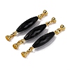 Rack Plating Brass and Black Onyx Flod Over Clasps KK-B103-08G-1