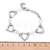 201 Stainless Steel Heart Link Chain Bracelets BJEW-B078-177P-02-3