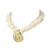 Ocean Brass Conch Shell Shape Pendant Natural Shell Chip Beaded Necklaces NJEW-JN06373-2