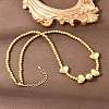 Brass Micro Pave Clear Cubic Zirconia Heart Round Beaded Bib Necklaces for Women NJEW-F364-08G-3